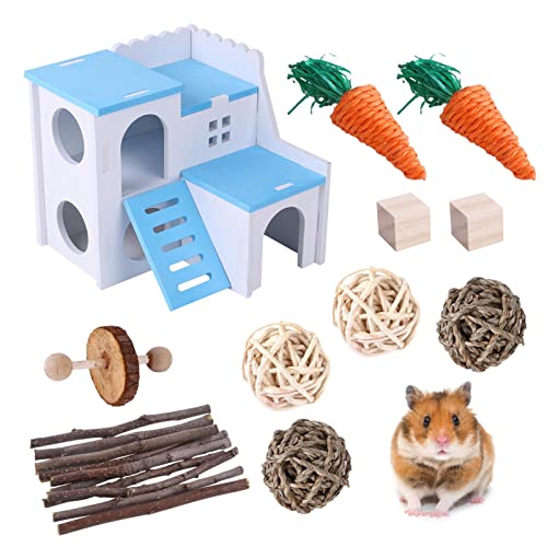 Geruwam Kaninchen Kauspielzeug - Kauspielzeug Hamster Spielzeug - Wiederverwendbares Kauspielzeug zum Spielen und Zahnpflege, Bunny Molar Toys Kauen Leckerlis und Bälle für Hamster, Kaninchen, von Geruwam