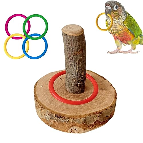 Geruwam Kauspielzeug für Papageien, aus Holz mit Ringen, Kleintierspielzeug für Hamster, Rennmäuse, Mäuse, Vogelspielzeug zum Schärfen von Schnabeln, Training, Klettern von Geruwam