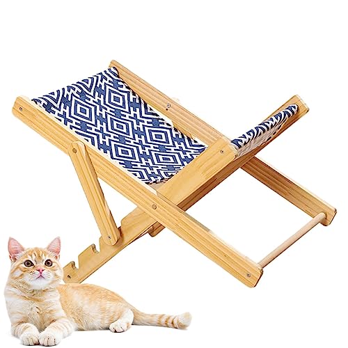 Katzen-Lounge-Sessel, verstellbar, erhöhtes Katzenbett, ausgezeichnetes Material, Katzenmöbel für Kätzchen, Welpen, Kaninchen, Kleintiere, Katzenschlafstuhl, kann 10 kg Gewicht mit 4 Gängen tragen von Geruwam