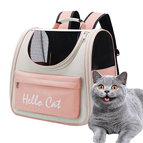 Katzen-Tragerucksack, Faltbarer Kitty-Rucksack, Tragetasche, Bissfest, Wasserdicht, Atmungsaktiv, Faltbar, Katzenrucksack Mit Tragegriff, Haustier-Rucksack, Vorderseite, Offene Pick-Tasche Für Den Auß von Geruwam