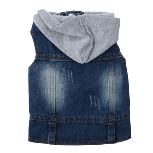 GetCoupon Blaue Retro-Hundekleidung, Denim-Haustierweste, Hunde-Jeansjacke, kalte blaue Jeansjacke, Hunde-Revers-Weste, klassischer Kapuzenpullover, kleine Hundebekleidung von GetCoupon