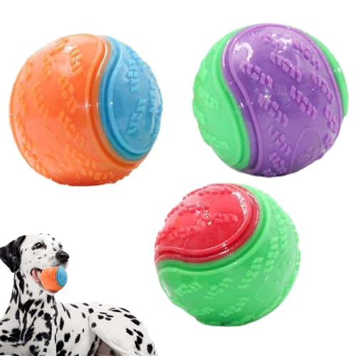 3 unzerstörbare Quietschbälle für Hunde, 3 Bälle für quietschende Hunde, quietschender Hundespielzeug, Trainingsball für Haustiere, Hunde, interaktiver Ball von Geteawily