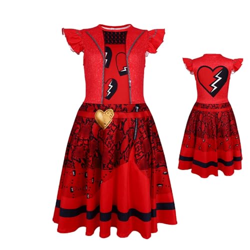 Desce-ndants 4 Kostüme | Desce-ndants 4 Rotes Kostümkleid Für Mädchen | Descendant Rise of Red Kostüm | Descendant 4 Cosplay Kinderfilm Outfits | Kinder Verkleiden Halloween Kostüme Für Mädchen von Geteawily