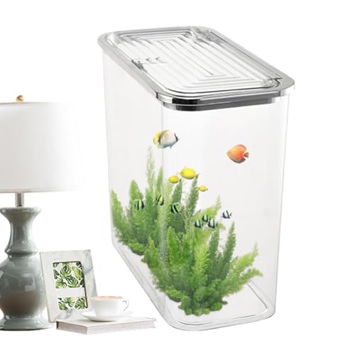 Geteawily Betta Aquarium, kleines Aquarium | Kleines Desktop-Aquarium,Dekoratives Betta-Aquarium, Fischaquarium, Landschaftsschildkrötenbecken für Garnelen, Goldfisch, Guppy, Quallen von Geteawily