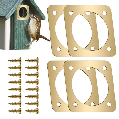 Geteawily Bluebird House Predator Guard,Bluebird House Guard | 4 Stück Kupferschutz für Zaunkönig-Vogelhäuser,Vogelhaus-Schutzgitter aus Kupfer, Metall-Vogelhaus-Lochschutz für Eastern Bluebird Box von Geteawily