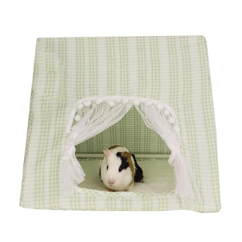 Geteawily Bunny House, weiches Chinchilla-Dreieckszelt, gemütliches grün-weißes kleines Ausstellungszelt, Chinchilla-Käfig-Zubehör für Indoor-Outdoor-Aktivitäten von Geteawily