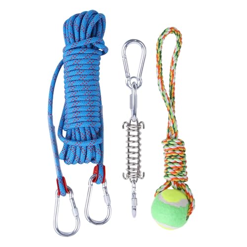 Geteawily Federstangen-Seilspielzeug, Hundeseil-Schlepperspielzeug, Interaktives Quietschspielzeug für Hunde, Muscle Builder Spring Pole Kit Outdoor-Spielzeug zum Spielen mittlerer bis großer Rassen von Geteawily