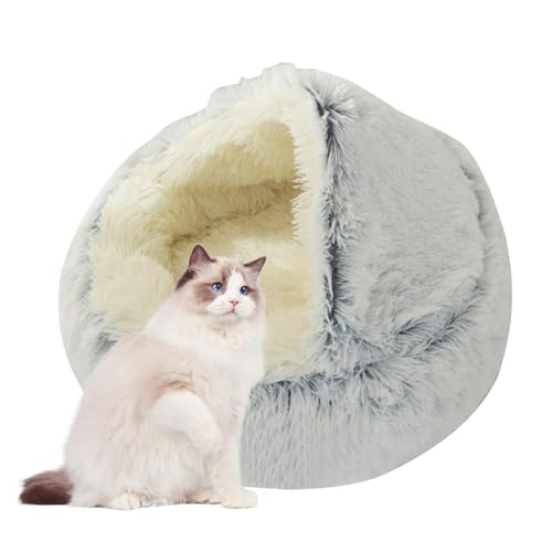 Geteawily Flauschiges Hundebett, Geschlossenes Flauschiges Katzenbett, Bequemes und weiches, Flauschiges Katzenbett, warm für Winterkätzchen, kleine und große Hunde von Geteawily