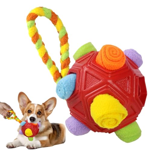 Geteawily Furry Fellow Interaktives Hundespielzeug, Stoffstreifen, Puzzle-Spielzeug, tragbarer Haustierball, langsames Futter-Trainingsball, fördert natürliche Futtersuch-Fähigkeiten, lindert von Geteawily