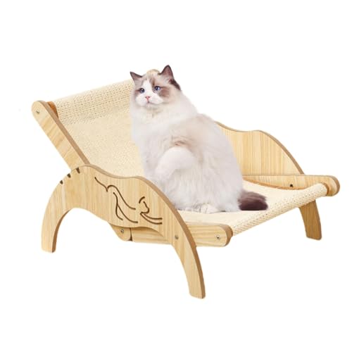 Geteawily Katzen-Sisal-Loungesessel – Kätzchen Hochbeet Gemütliche Katzenliege – Sisalmatte, Katzen-Strandkorb, verstellbar 3 Höhen, geeignet für kleine bis große Katzen, alle Jahreszeiten von Geteawily