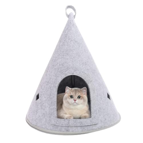 Geteawily Katzenzelte für Hauskatzen, Filz-Iglu-Katzenversteck – halbgeschlossenes kratzfestes Haustier-Katzenhaus, niedliche, konische Filz-Katzenhöhle für Indoor-Katzen von Geteawily