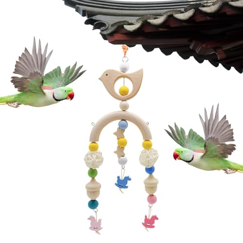 Geteawily Kauspielzeug für Papageien, Kauspielzeug für Vögel, Süßes Haustier-Papageienspielzeug, Kauspielzeug, Buntes Ornament-Conure-Spielzeug, Holz-Schleifkugeln, Kakadu-Spielzeug, Käfigdekoration, von Geteawily