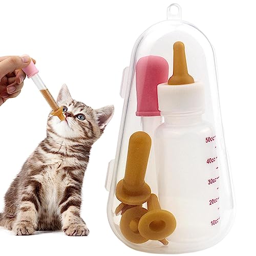 Geteawily Pet Feeding Bottle | Clear Scale Kitten Milk Bottle Milk Feeder | Stillflasche mit Tropfer und Brustwarzen, Kätzchenbedarf für Welpen, Kätzchen und Kleintiere von Geteawily