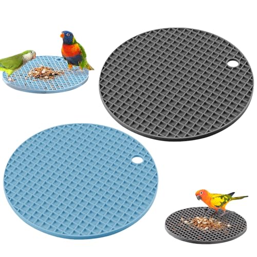 Geteawily Silikon-Puzzle-Matte für Vögel, 2 x – Vogelfutter-Matte, interaktives Spielzeug für Papageien, Graupapageien, Sittiche, Nymphensittiche von Geteawily