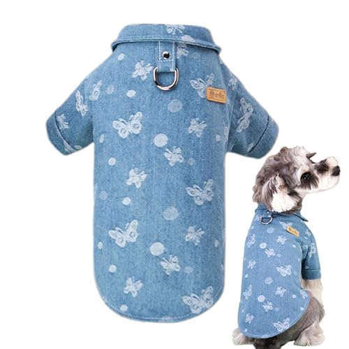 Geteawily Small Dog Shirt, Denim Puppy Shirts for Small Dogs Boy, Warm Dog Apparel, Soft Puppy Clothes, Cute Dog Clothes for Travel, Puppies, Pets von Geteawily