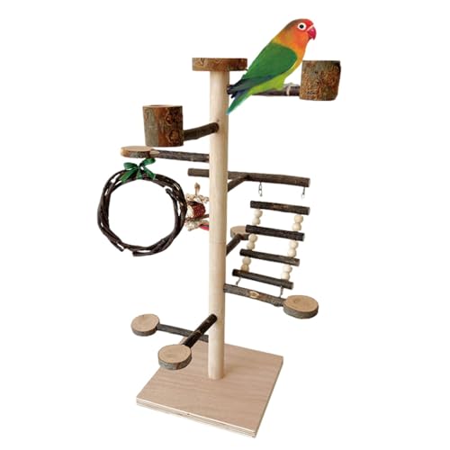 Geteawily Vogel-Sitzstange | Stabiler Holz-Spielständer für Papageien, Holz-Spielplatz, Spielständer, Vogelsitzstange für Sittiche, Nymphensittiche, Lovebird von Geteawily