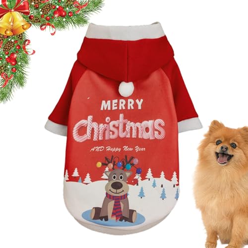 Geteawily Weihnachtsoutfit für Hunde – Kapuzenpulli für Hunde, warmer Winterpullover, Mantel, Kleidung | Warmer Winterpullover, Mantel, Urlaubskleidung für Hunde, Kapuzenpullover, Kleidung von Geteawily