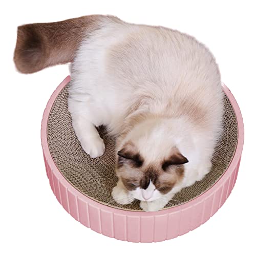 Runder Katzenkratzbrett - Wellpapier Katzenkratzer mit wendbaren Kratzstrukturen Design | Katzenkratzliege Bett Trainingsspielzeug Geteawily von Geteawily