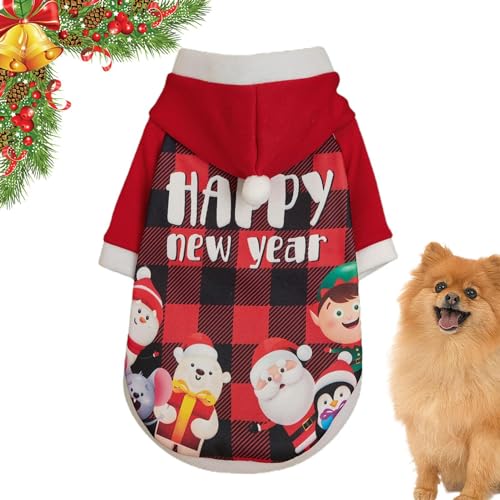 Weihnachtskleidung für kleine Hunde, leichte Kleidung für Haustiere, Kapuzen-Sweatshirt für Hunde, Urlaubskapuzenpullover für Hunde, Kleidung für Welpen, Geteawily von Geteawily