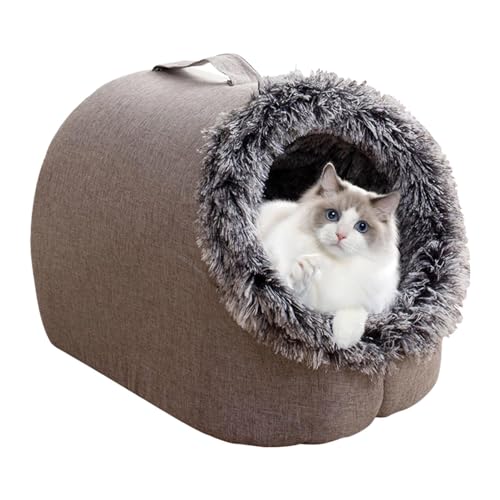 Winter-Katzenhöhle, Wärmeerhaltung, Katzen, Plüsch, gemütliches Haus, Outdoor, tragbare Tasche – Katzen Ruheprodukte für Garten, Reisen, Wohnzimmer, Schlafzimmer, Balkon, Camping Geteawily von Geteawily