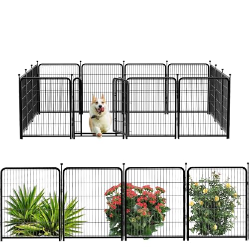 Getlay Dekorativer Gartenzaun, Hundezaun für den Außenbereich, 91,4 cm (H), 10 Paneele, insgesamt 67 cm (L) Tier-Absperrzaun, Hundezaun zum Graben. von Getlay