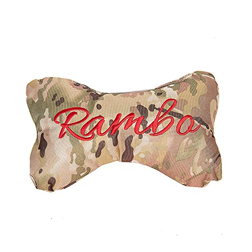 Personalisiertes Hundeknochen Plüschtier Kissen für Welpen mit individueller Stickerei und Pfotenmuster Hund Schlaf Kauspielzeug für Welpen Hunde Interaktives Beißspielzeug - Grün Camouflage von Getname Necklace