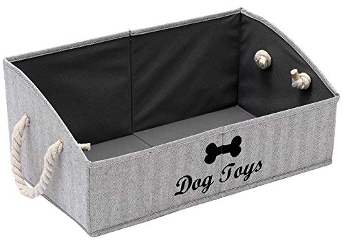 Geyecete- Aufbewahrungsboxen für Hundespielzeug, trapezförmig,Faltbar Aufbewahrungskorb mit Baumwollseilgriff, Aufbewahrung Haustier Bekleidung Zubehör Spielzeug und Leckereien-Gestreifte Grau von Geyecete