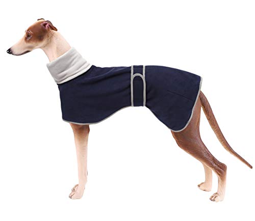 Geyecete Fleece Hundemantel Pullover Windhunde,Whippet winterjacken ,Verstellbaren Hundeweste,kleidung für Windhunde/Lurcher/Whippet-Blau-S von Geyecete