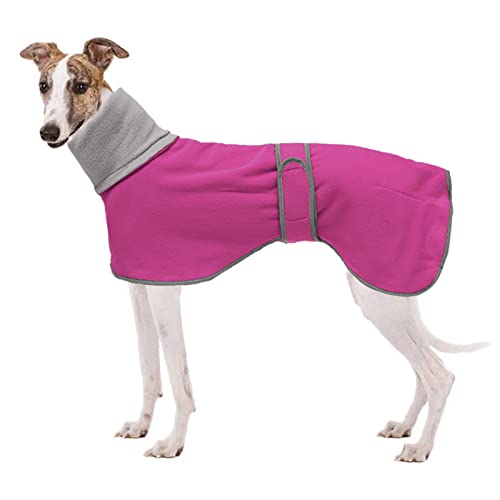 Geyecete Fleece Hundemantel Pullover für Windhunde,Whippet winterjacken Rollkragen Warmes Verstellbaren Winterpullover für hunde, kleidung Speziell für Greyhounds Lurcher und Whippets-Rosa-L von Geyecete