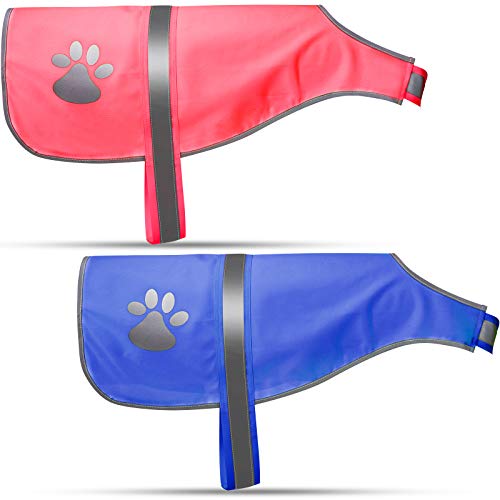 Reflektierende Hundeweste, verstellbare Sicherheitsweste für Hunde, Warnweste, für die Jagd, Outdoor-Aktivitäten, Spaziergänge bei Nacht (L, Rosa, Blau), 2 Stück von Geyoga