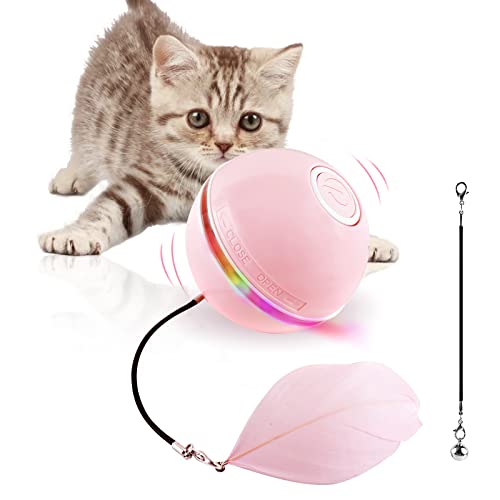 Ggdutu Katzenspielzeug Selbstbeschäftigung Elektrisches Katzenball, Katzen Spielzeug Automatischer 360 Grad Ball, Interaktives Katzenspielzeug mit USB Wiederaufladbarer von Ggdutu