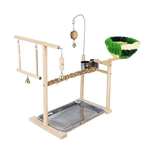 Avian Gym Station | Vogelaktivitäts-Spielcenter | Holz-Sitzstange für Käfig, inklusive Krallenschleifspielzeug, um Vögel zu unterhalten, perfekt für Papageien, Sittiche und ähnlich große Vögel von Ghjkldha