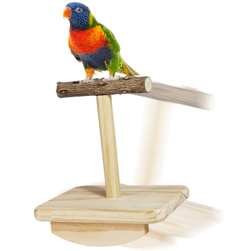 Bird Perch Rocking Toy, Bird Swings Natural Wood Design, Portable Bird Perch Stand, Bird Chewing Toys, Bird Toys for Long-Tailed Parakeet, Bird Perch for Gentoo Parrot, Natural Wood Bird Perch von Ghjkldha