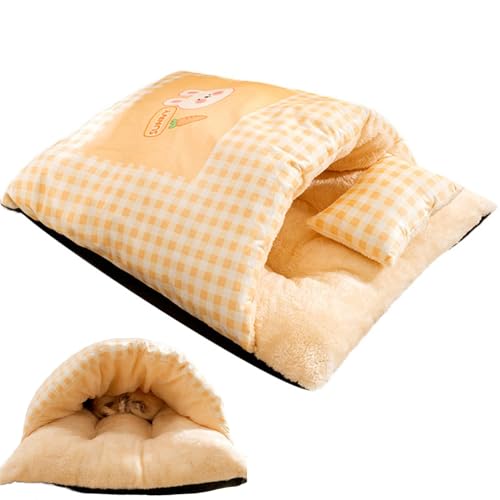 Cat Bed, Provide Ultimate Comfort with Our Cat Cave Bed Featuring a Cozy Pillow and Stylish Plaid Design, Perfect Enclosed Warm Nest for Outdoor Cats and Bunnies During Winter and Autumn Seasons von Ghjkldha