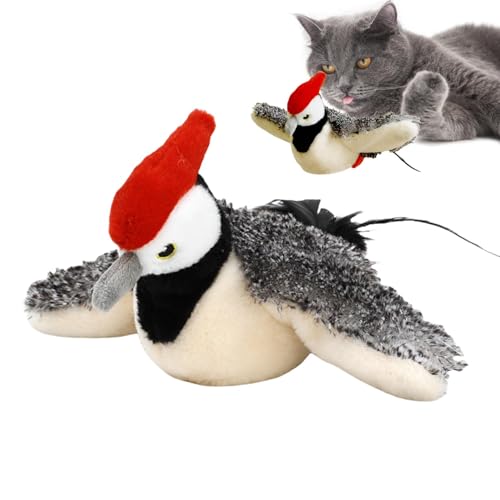 Cat Toy Stuffed Animal - Flap Activated Kitten Toy Bird, Plush Woodpecker With Sound, Rechargeable Pet Exercise Toy For All Breeds Flap Activated Cat Toy - Stuffed Plush Woodpecker With Sound von Ghjkldha