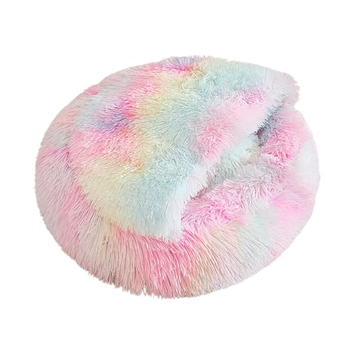 Cozy Indoor Cat Beds | Rainbow Round Dog Bed for Cats and Small Dogs | Warm Winter Pet Cave | Comfortable Furniture for Home Use | Ideal for Snuggling and Sleeping Comfortably von Ghjkldha