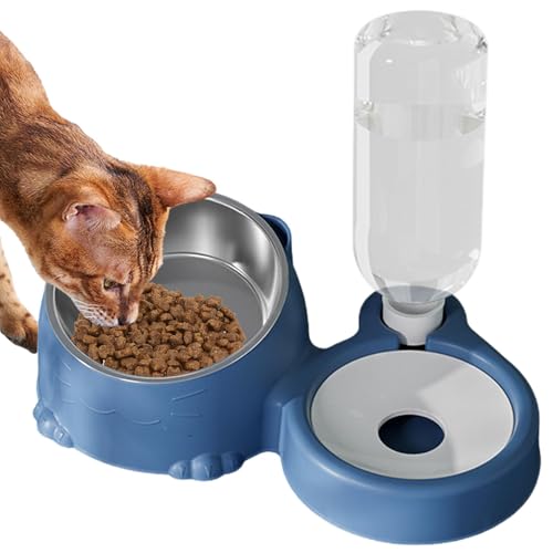 Futter- und Wassernäpfe für Katzen,Wasser- und Futternapf für Katzen, Abnehmbarer Futternapf für Katzenfutter, Katzen-Futternapf aus Edelstahl und automatischer Wasserspender mit großer Kapazität für von Ghjkldha