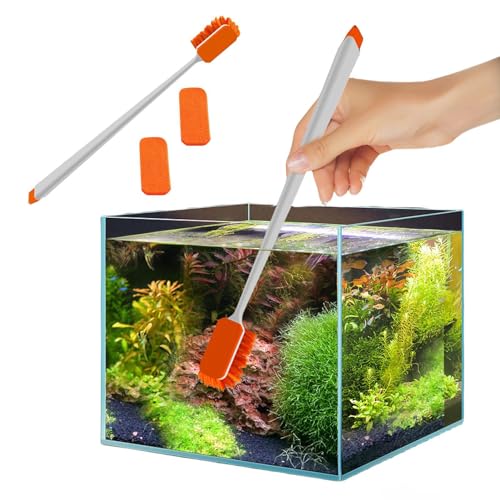 Aquarium-Reinigungsbürste, Schwamm-Schrubber, doppelseitige Aquariumbürste, langer Griff, rutschfester Aquarium-Schrubber, Aquariumbürste mit langem Griff, Glasaquarium von Ghjkldha