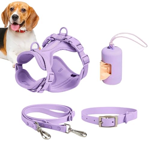 Hundegeschirr Set für Kleine Hunde - Hundehalsband Geschirr Leine Set - Hunde Weste Geschirr mit Leine Sicherheitshalsband Verstellbar mit Kotbeutelhalter von Ghjkldha