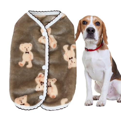 Hundepullover aus Stoff für den Winter, warm, niedlich, Flanell, Hundeweste für kaltes Wetter, wendbar, warme Hundeweste, Bären-Druck, Haustier-Kleidung für Hunde und Katzen von Ghjkldha