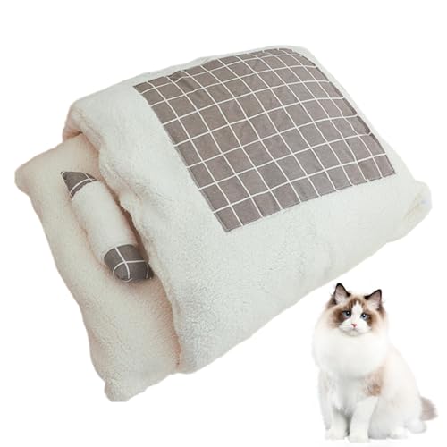 Ghjkldha Plush Cat Sleeping Bag Bed | Cat and Dog Sleeping Bag | Comfortable Warm Plush Pet Bed | Washable Semi-Enclosed Sleeping Bag for Indoor Cats | Perfect Winter Retreat for Cats and Small Dogs von Ghjkldha