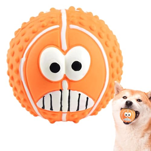 Quietschender Latex-Hundespielzeug-Ball, quietschender Latex-Gesichtsball für Hunde, wiederverwendbar, lächelndes Gesicht, Hundespielzeug, quietschendes Spielzeug für kleine, mittelgroße von Ghjkldha