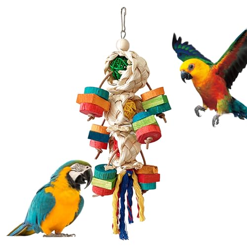 Vogelspielzeug für Papageien, natürliches, buntes Kakadu-Kauspielzeug, multifunktional, dekoratives hängbares Zubehör, Barakeet-Vogelspielzeug, Sardellen, Vogel-Kauspielzeug, Rennmäuse von Ghjkldha