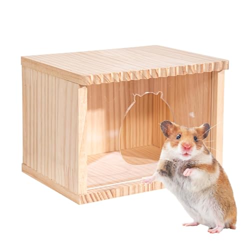 Hamster Hideouts, Small Pets Home, Clear Door Gerbil Cage, Golden Bear Hamster Wood Huts, Dwarf Hamster Hideouts, Creative Pet Indoor House for Dwarf Hamster Gerbil von Ghjkldha