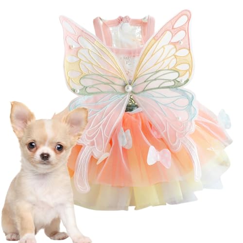 Hunde-Prinzessinnenkleid, Regenbogen-Haustierkleid, Frühling und Sommer, wunderschönes buntes Frühlingssommer-Outfit, Haustier-Outfit, Haustier-Outfit, Schmetterlingsflügel-Design, elegantes von Ghjkldha