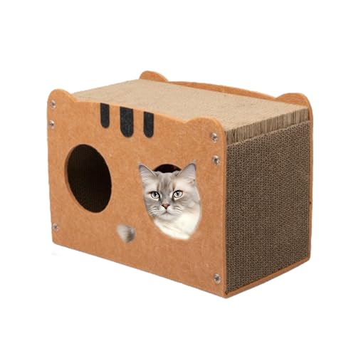 Kratzpads Katze, Katzenbrett, Katzenhaus, Katzenkratzbrett | Katzenhaus für den Innenbereich, Wellpappe, Katzenkratzer, Lounge, Katzenversteck, Papphaus, Pappkratzerhaus, abnehmbares Katzenhaus, Pappe von Ghjkldha