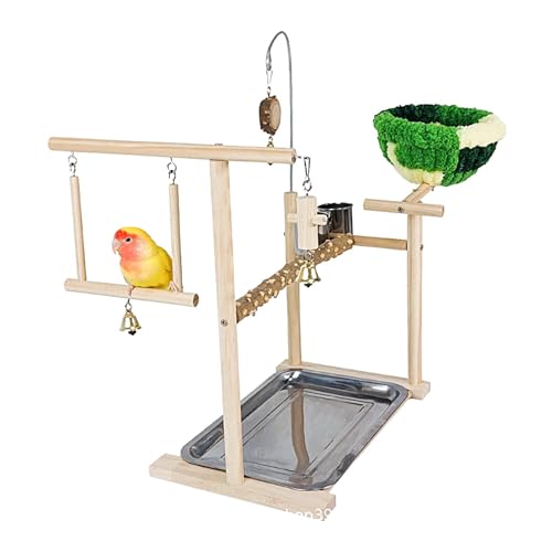 Papagei Sitzstange Vogel, Papageienständer Spielplatz, Vogelsitzstange, Ständer Vögel Papagei Spielplatz Sitzstange Naturholz Vogelstange Ständer Papagei mit Spielen Gym Training mit Glocken von Ghjkldha