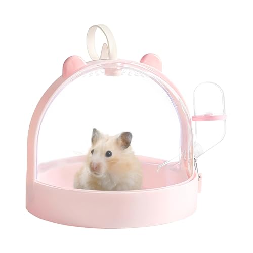 Portable Hamster Cage with Water Bottle, Small Animal Carrier for Dwarf Hamsters and Gerbils, Ventilated Outdoor Travel Cage, Perfect for Safe and Comfortable Pet Transportation von Ghjkldha