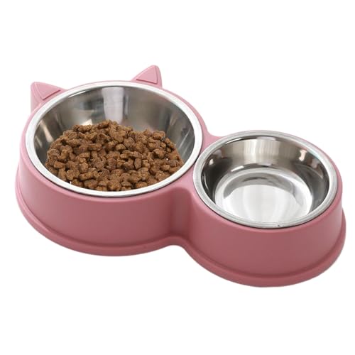 Stainless Steel Cat Bowls, Anti-Slip Pet Feeding, Cute Cat Ear Design, Size About 30x14x5cm Spill-Resistant Tip-Proof, Perfect for Cats, Kittens, and Small Dogs Weight 190g von Ghjkldha