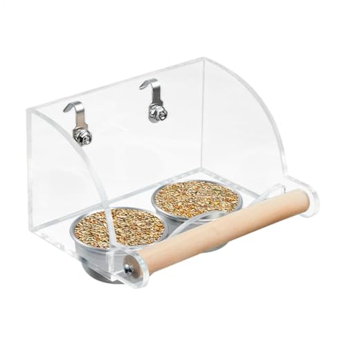 Transparent Indoor Bird, Feeder with Water, Food Bowl Supplies. Interactive Foraging Toy, Parrot Cockatiels, Finches, Lovebirds and Squirrels. Ideal Feeding Dish for Small Birds von Ghjkldha